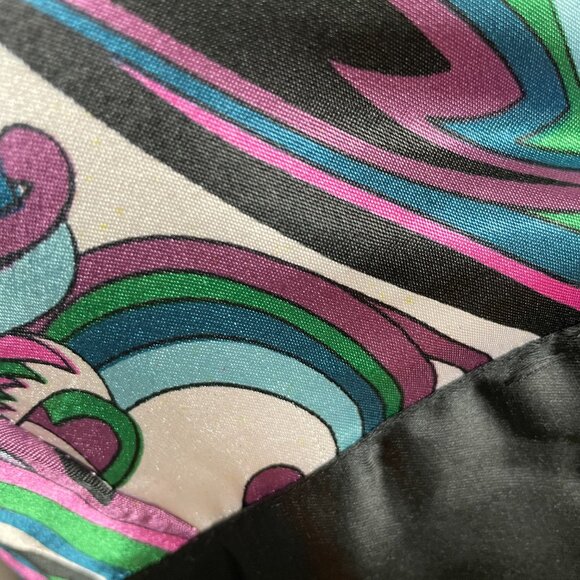 Vintage Y2K Dress Retro Print Flower Power V-Neck Mini A-Line Sleeveless Black - Picture 8 of 13